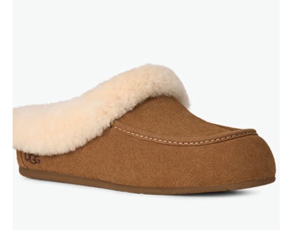New UGG Ansley Mule Chestnut Suede Slippers Women’s Size 6